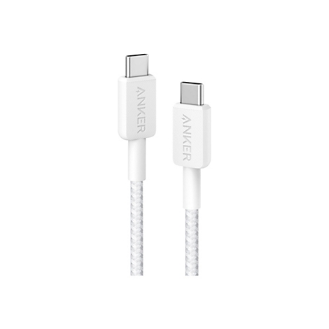 Zwei weiße Anker USB-C-Kabel vor neutralem Hintergrund.