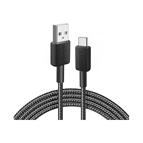 Anker USB-A auf USB-C Kabel mit geflochtener Oberfläche vor weißem Hintergrund.