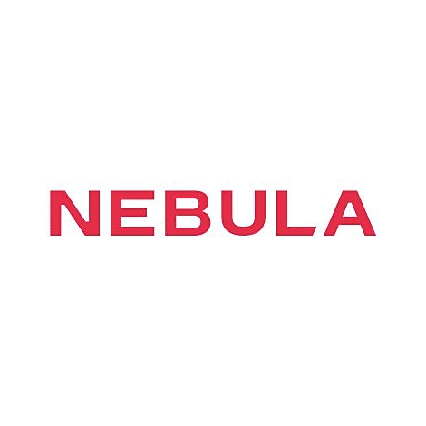 Roter Schriftzug NEBULA in serifenloser Großbuchstaben-Schriftart auf weißem Hintergrund.