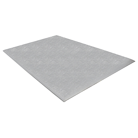 Grey, rectangular metal sheet, shown in slight perspective.