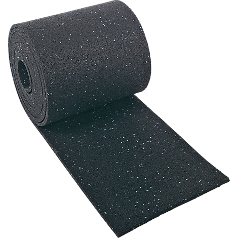 Black rubber roll with irregular surface, partially unrolled.