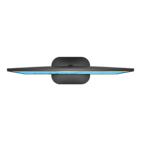 AOC Monitor von oben gesehen, schlankes Design mit schwarzem Standfuß vor weißem Hintergrund.