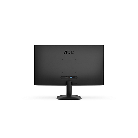 Rückansicht eines schwarzen AOC-Monitors mit dem AOC-Logo. Unterhalb befinden sich Anschlüsse.
