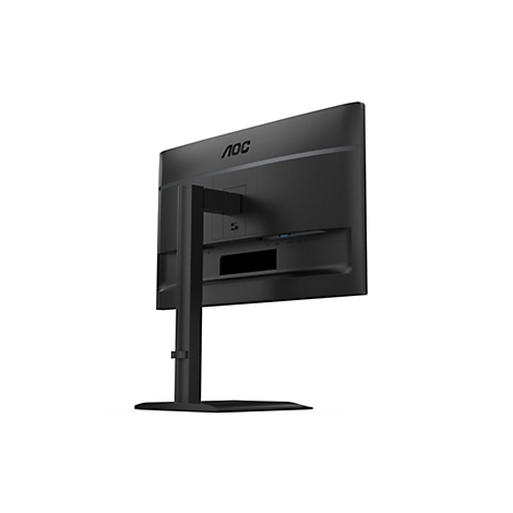 Moniteur noir de l'arrière, fabricant AOC. Ports DP, HDMI, D-Sub, Audio In. Socle et support noirs.