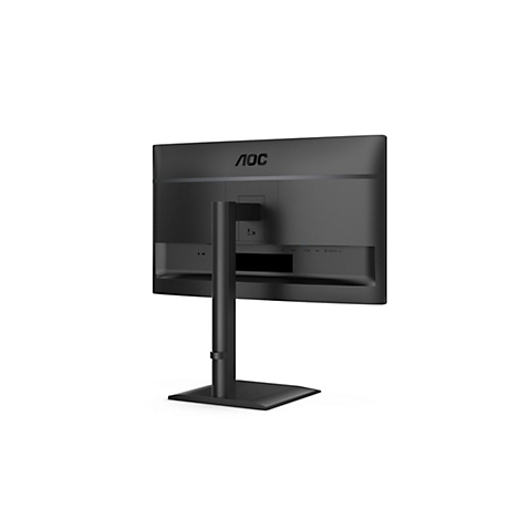 Schwarzer AOC-Monitor von hinten, auf einem weißen Hintergrund. Das AOC-Logo ist oben zentriert. Anschlüsse sind unten.