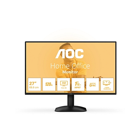 AOC Monitor, 27 Zoll, Full HD, 120Hz, schwarz, mit Standfuß.