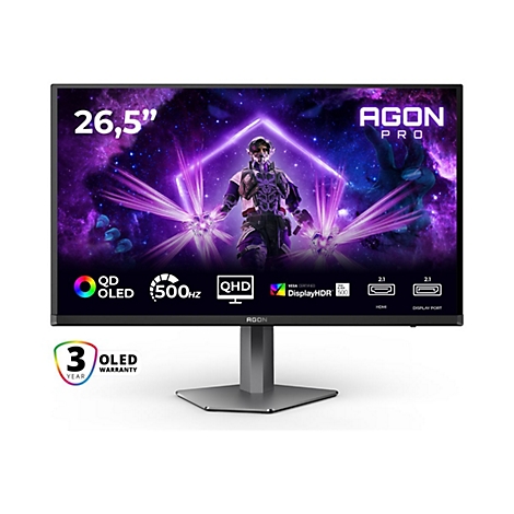 Gaming-Monitor Agon Pro mit 26,5 Zoll, QD-OLED-Display und 500 Hz Bildwiederholrate.