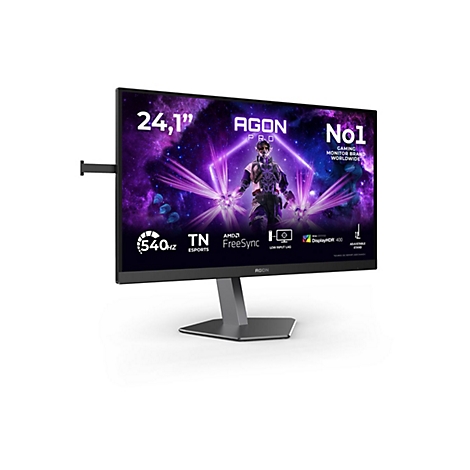Gaming-Monitor Agon Pro mit 24,1 Zoll Display, 540Hz Bildwiederholrate und futuristischem Charaktergrafik-Design.