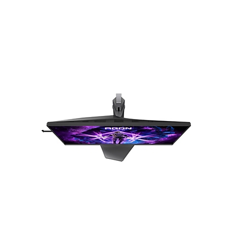 Monitor mit dem Logo AGON PRO und einem Weltraumdesign auf dem Bildschirm.