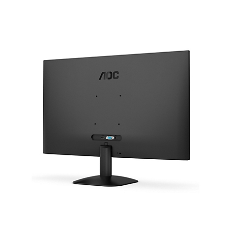 Moniteur noir avec logo AOC, vue arrière, connexions en bas. Sur fond blanc.