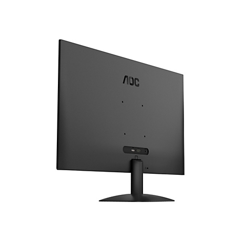 Le moniteur noir est vu de dos, avec le logo AOC et les ports.