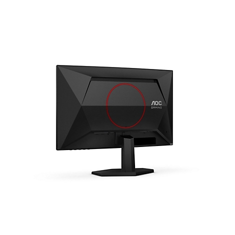 Le moniteur de jeu AOC noir vu de dos, avec un cercle rouge et le logo AOC Gaming.