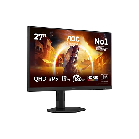 27-Zoll AOC Gaming Monitor mit QHD-Auflösung, 180Hz Bildwiederholrate und HDR10-Unterstützung.