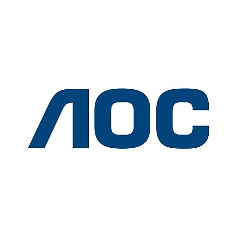 Blaues Firmenlogo des Monitor-Herstellers AOC auf weißem Hintergrund.