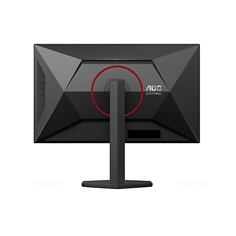 Rückansicht eines schwarzen AOC Gaming-Monitors mit rotem Kreis, Anschlüssen und Logo.