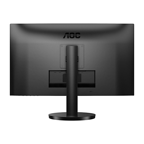 Rückseite eines schwarzen AOC-Monitors, die Anschlüsse sind zu sehen.