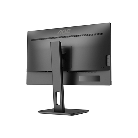 Schwarzer Monitor mit StandfuÃŸ, RÃ¼ckseite. AOC-Logo oben.