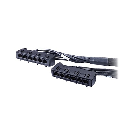 Zwei schwarze RJ45-Steckverbinder mit Kabeln vor weißem Hintergrund.