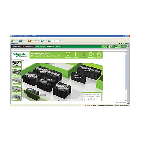 Digitale Benutzeroberfläche von Schneider Electric zur Überwachung der Energie- und IT-Lasten eines Rechenzentrums.