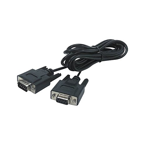 Ein schwarzes serielle Kabel mit 9-poligen Steckern an beiden Enden.