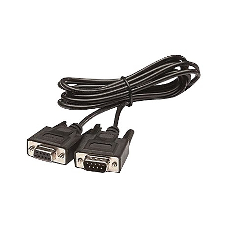 Ein schwarzes Kabel mit zwei DB9-Steckern.