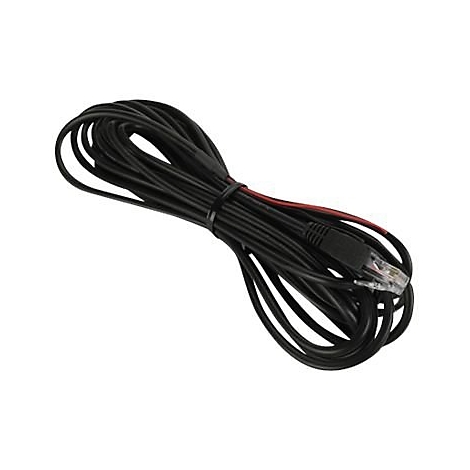 Ein schwarzes Netzwerkkabel mit RJ45-Stecker, auf weißem Hintergrund.