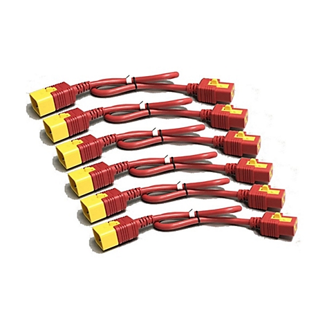 Mehrere rote und gelbe Kabel mit Steckern auf weißem Grund.