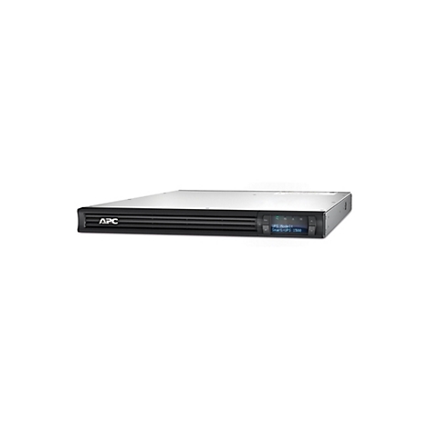 Ein APC Smart-UPS 1500. Ein schwarzes, rechteckiges Gerät mit Display und dem APC Logo.