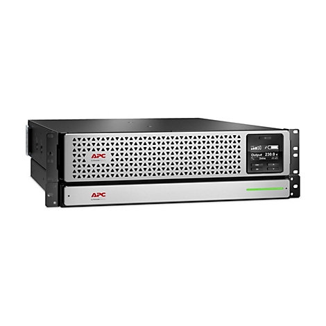 Schwarz-silberner APC USV-Server mit Bildschirm und grüner Anzeige.