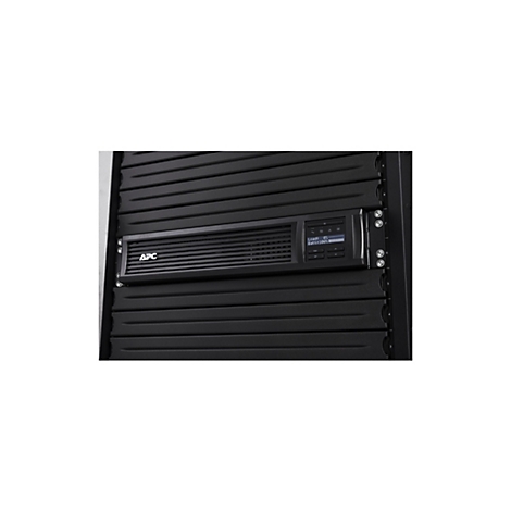 Onduleur APC noir dans un rack serveur, avec Ã©cran.