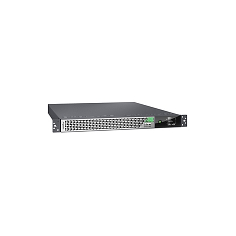 Ein schwarzes Server-Rack vor weiÃŸem Hintergrund. Sichtbar sind LÃ¼ftungsschlitze und ein Display.