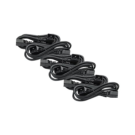 Mehrere schwarze Netzkabel, aufgerollt und gestaffelt angeordnet.
