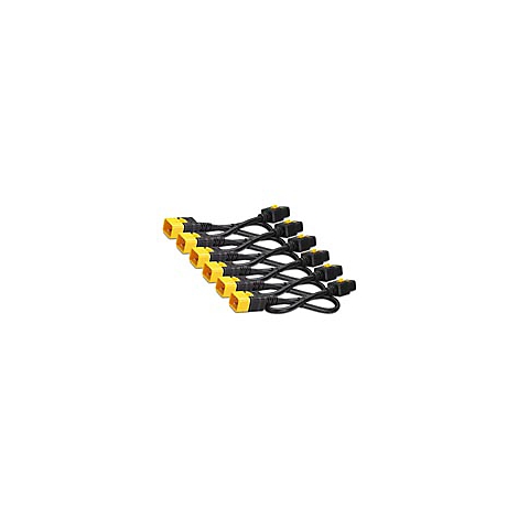 Mehrere schwarze Kabel mit gelben Steckern liegen auf weißem Grund.