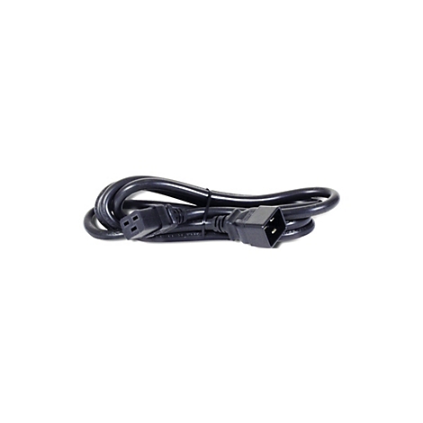 Ein schwarzes Netzkabel mit zwei Steckern liegt gekringelt auf weißem Hintergrund.