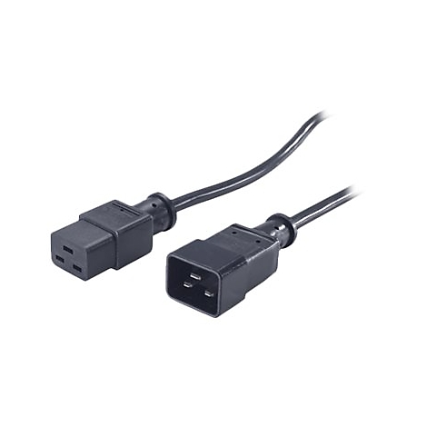 Ein schwarzes Netzkabel mit zwei Steckern. Stecker für Stromanschluss.