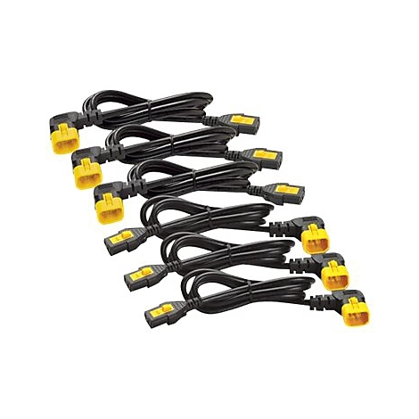 Mehrere schwarze Kabel mit gelben Steckern, auf weißem Hintergrund.