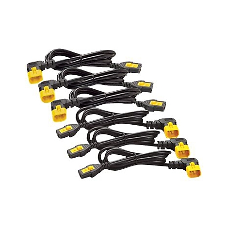 Mehrere schwarze Kabel mit gelben Steckern liegen auf weißem Hintergrund.