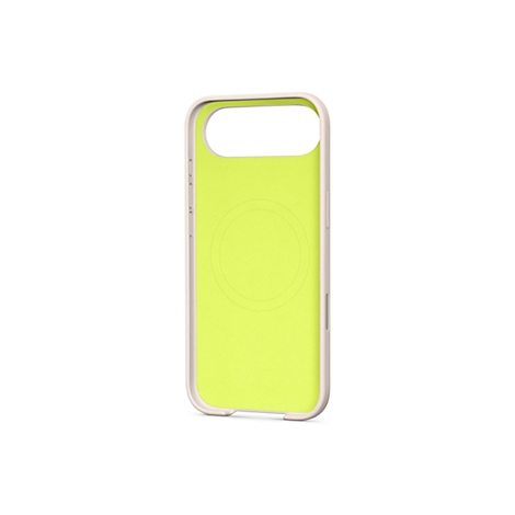 Coque de téléphone vert clair avec une bordure beige. Un cercle suggéré est visible à l'intérieur.