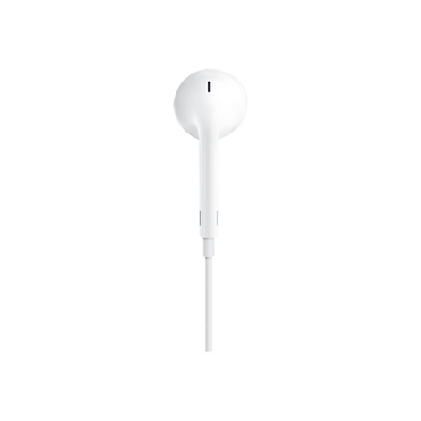 Weiße Ohrhörer-Einheit mit Kabel vor weißem Hintergrund.