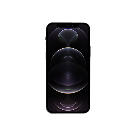 Schwarzes Smartphone mit großem Display auf weißem Hintergrund.