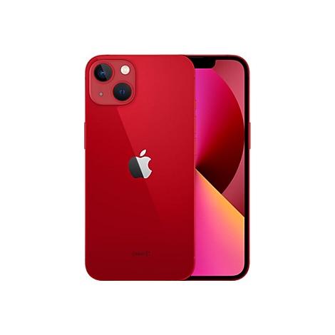 Rotes iPhone 13, Rückseite und Displayansicht.