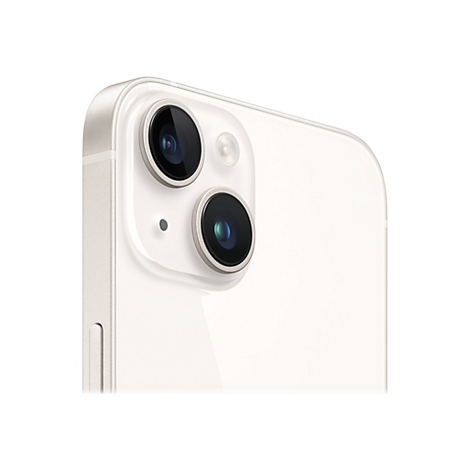 Nahaufnahme des Kamera-Moduls eines weißen Smartphones mit zwei Objektiven und einem Blitz.