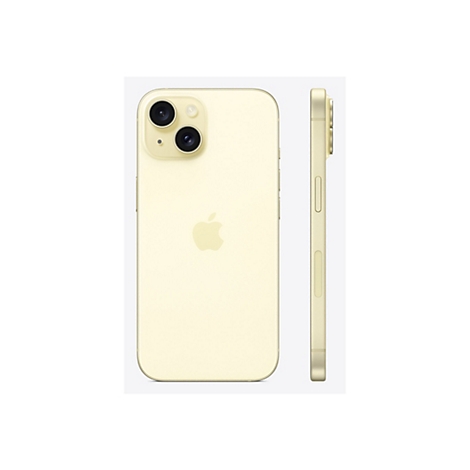 Beigefarbenes Smartphone mit Apple-Logo. Zwei Kameras, sowie die Seitenansicht.