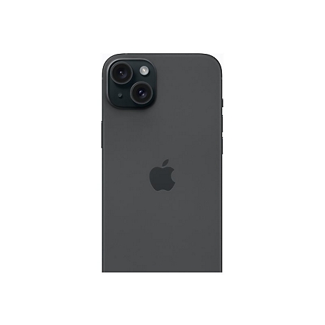 Dunkelgraues iPhone mit zwei Kameraobjektiven und Apple-Logo auf weißem Hintergrund.