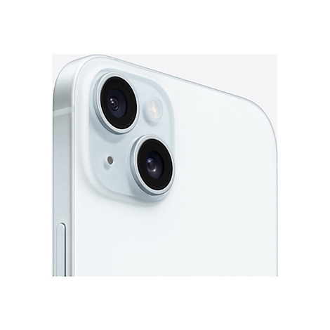 Nahaufnahme der Rückseite eines weißen Smartphones mit zwei Kameras, Blitz und Mikrofon.