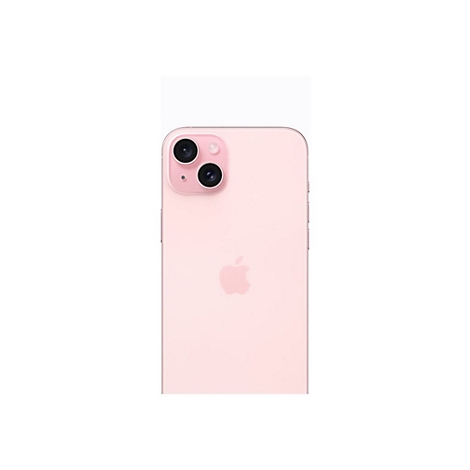 Rückseite eines rosa Smartphones mit Kamera-Elementen und Apple-Logo.