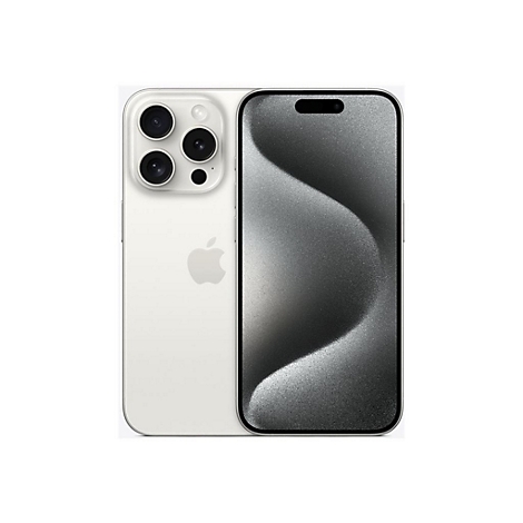 Hellgraues Smartphone, Vorder- und Rückseite gezeigt. Auf der Rückseite drei Kameras und Apple-Logo, vorne Display mit dunkler Oberfläche.