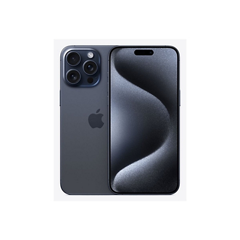 Dunkelgraues Smartphone, Rückseite mit drei Kameras, Apple-Logo; Vorderseite mit dynamischer Insel.