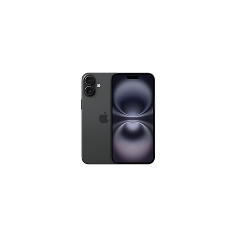 Dunkelgraues Smartphone, Rückseite mit Kamera und Apple-Logo, Vorderseite mit großem Display.