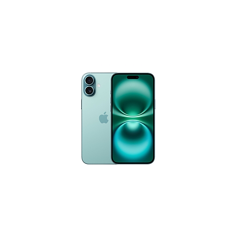 Deux téléphones turquoises, l'un montrant l'arrière avec des caméras, l'autre montrant l'avant avec un écran vert.